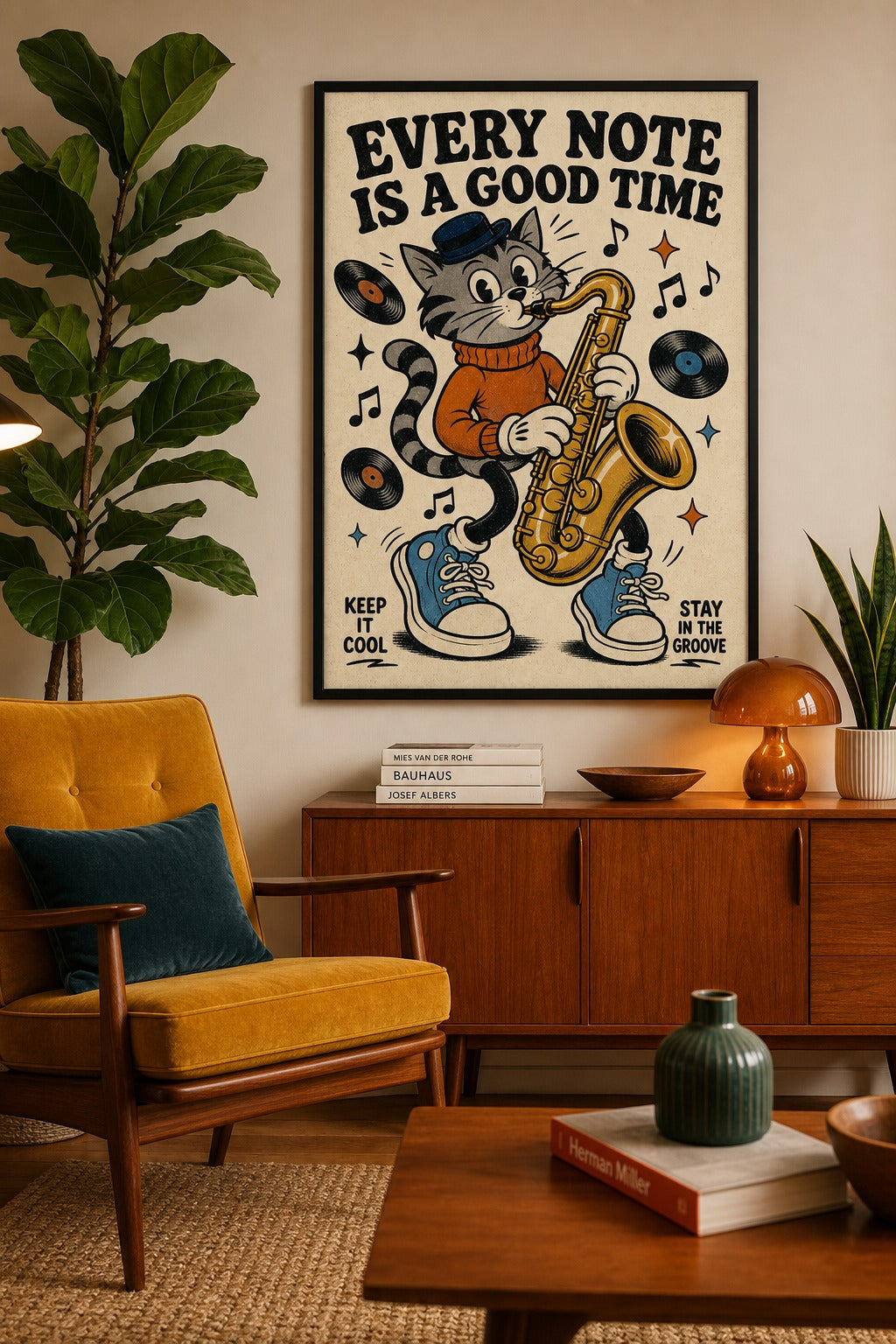 Every Note Is A Good Time — Jazz Cat Poster