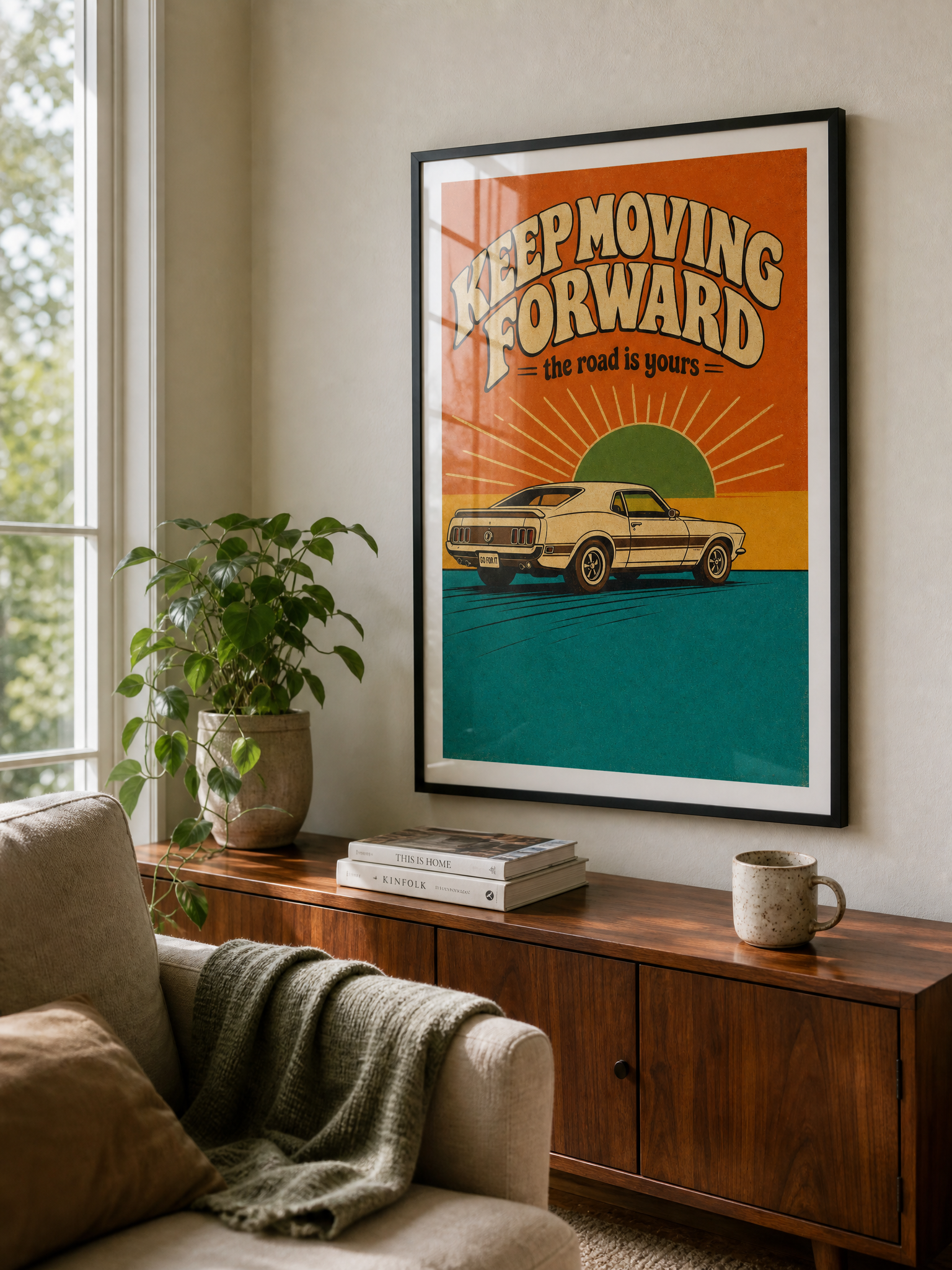 Keep Moving Forward — Retro Road Poster
