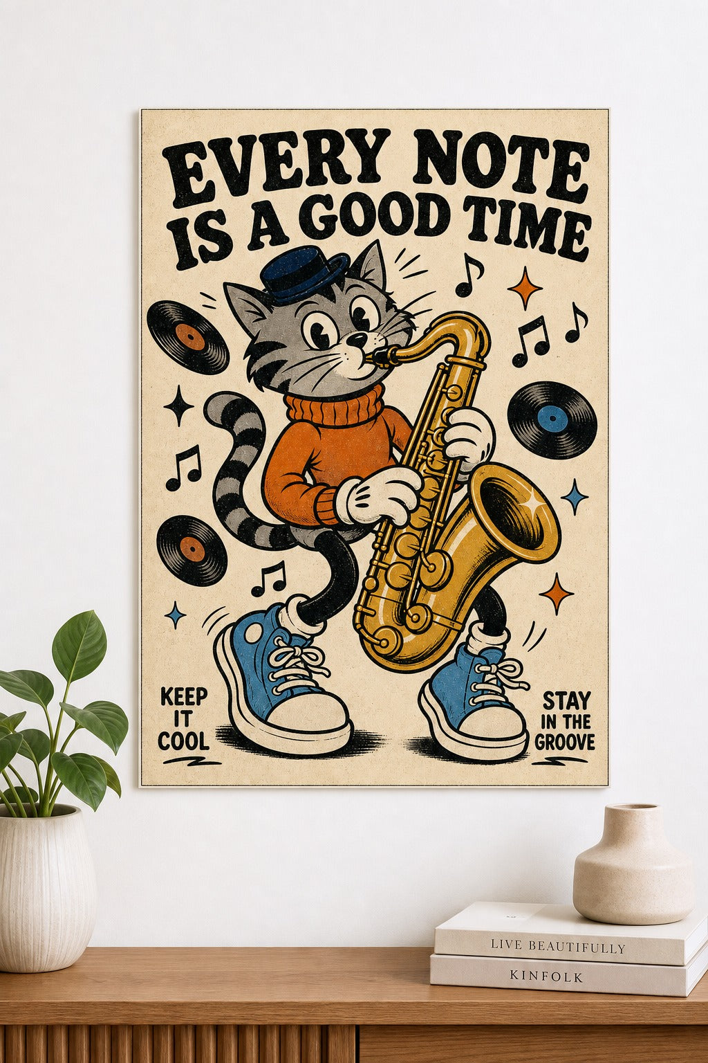 Every Note Is A Good Time — Jazz Cat Poster