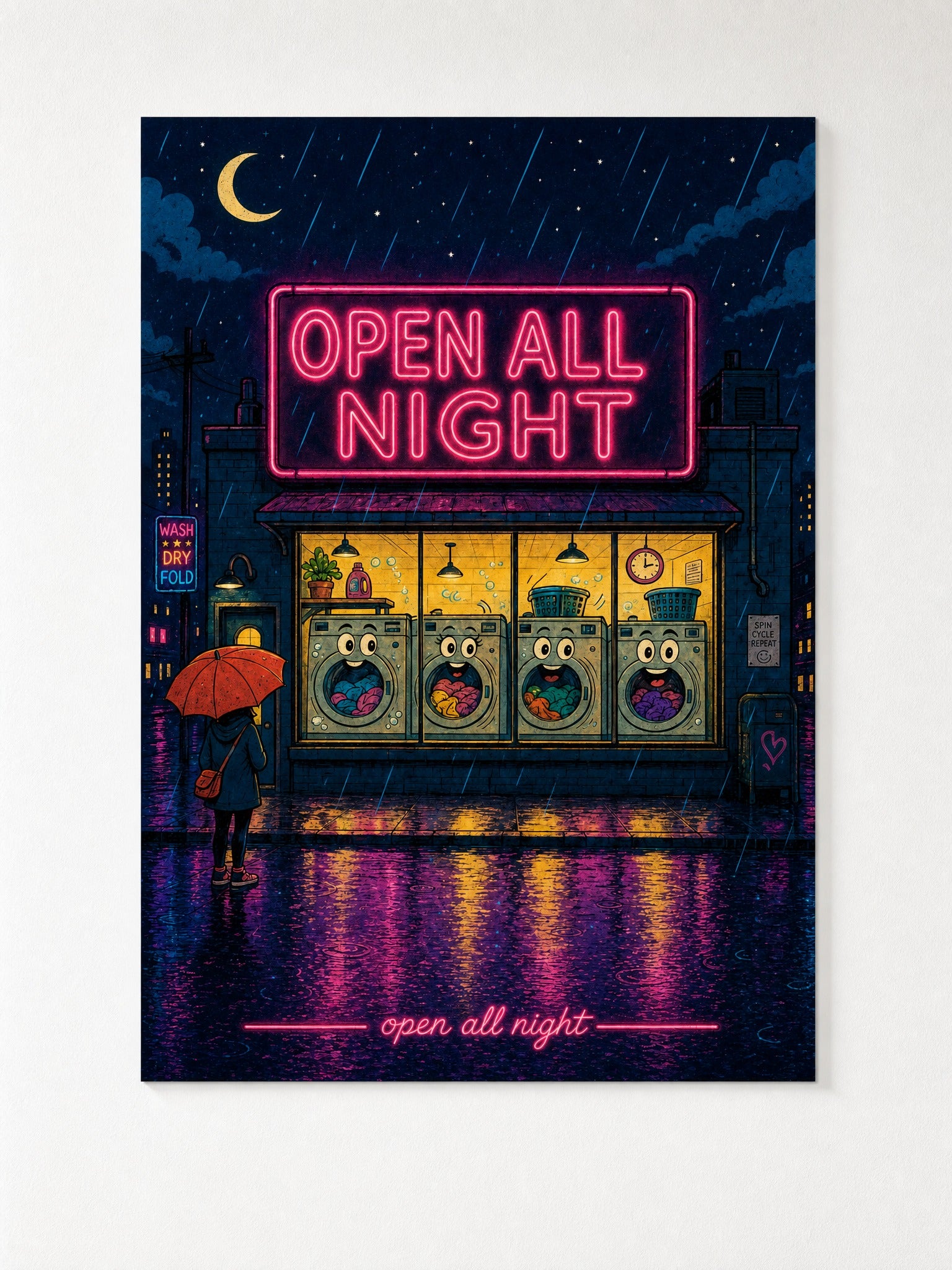 3AM Spin — Laundromat Night Poster