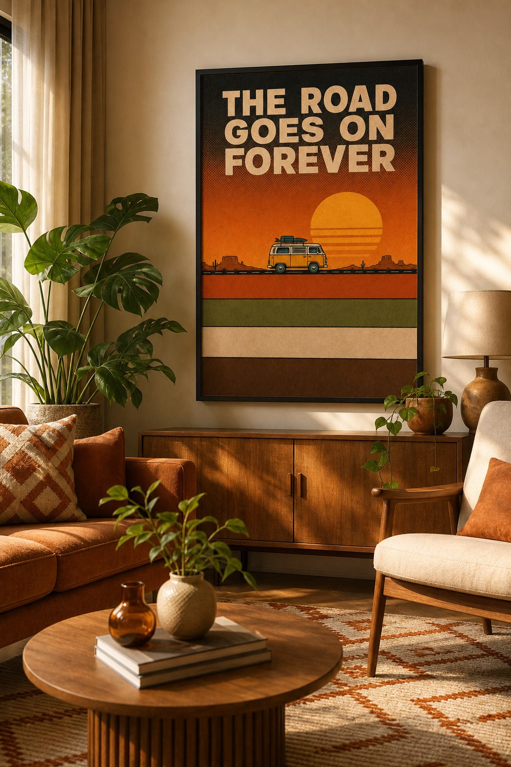 The Road Goes On Forever — Camper Van Poster