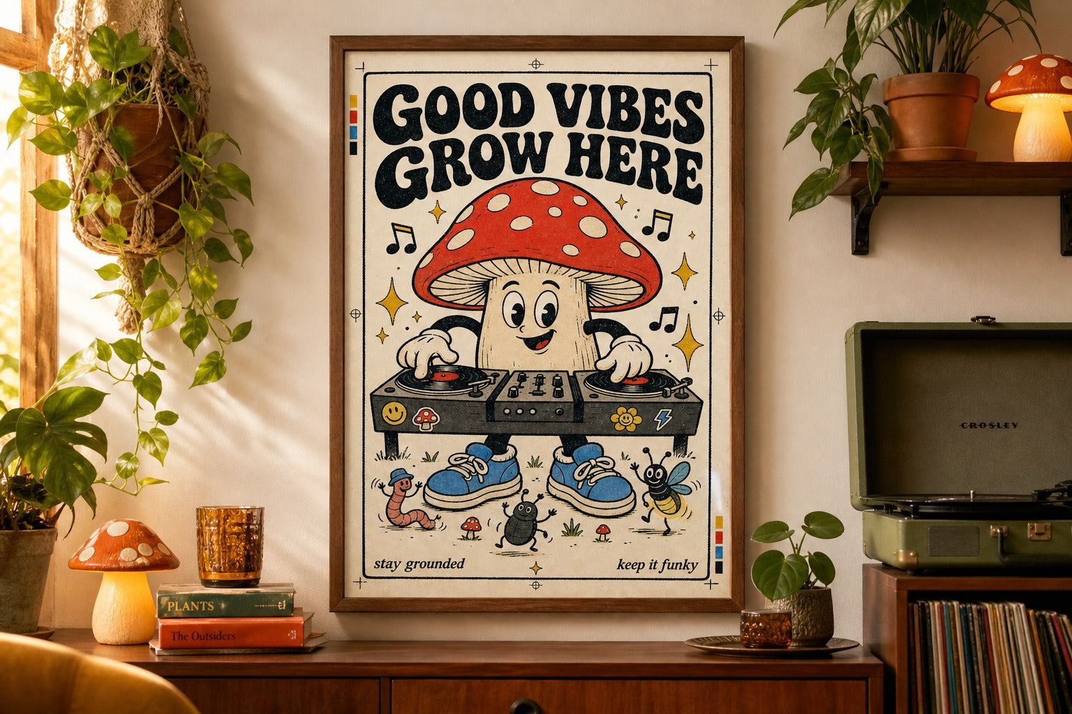 Good Vibes Grow Here — Mushroom DJ Poster
