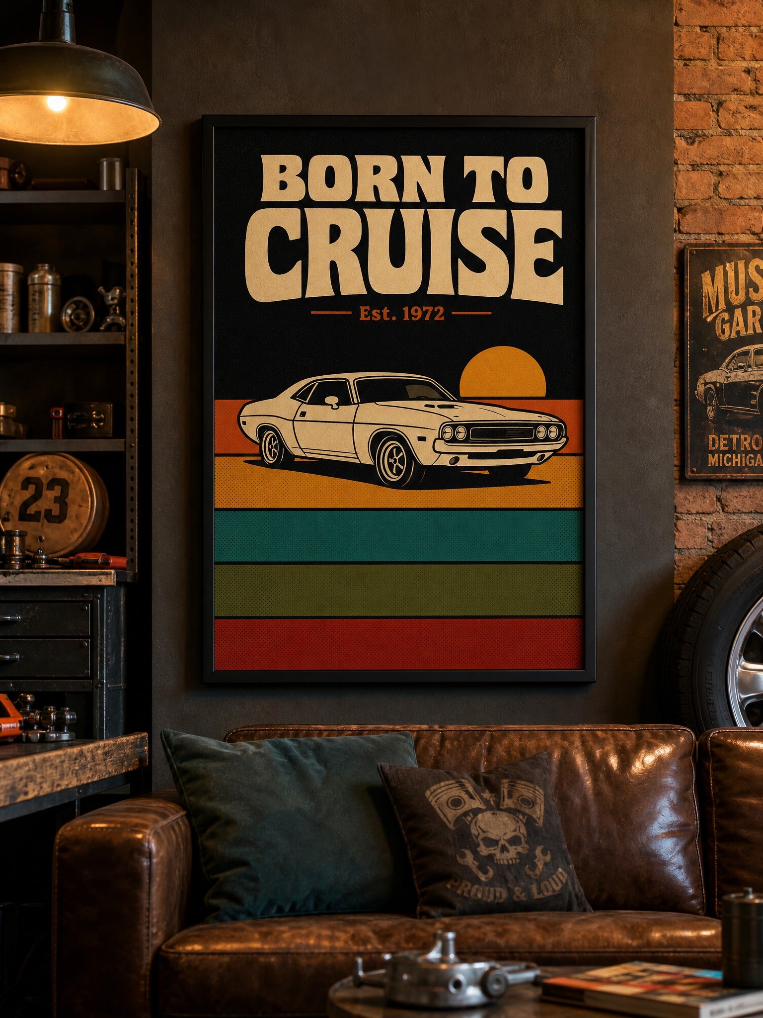 Born To Cruise — Retro Muscle Car Print