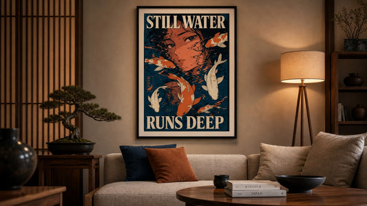 Eau calme — Affiche pour bassin de carpes koï