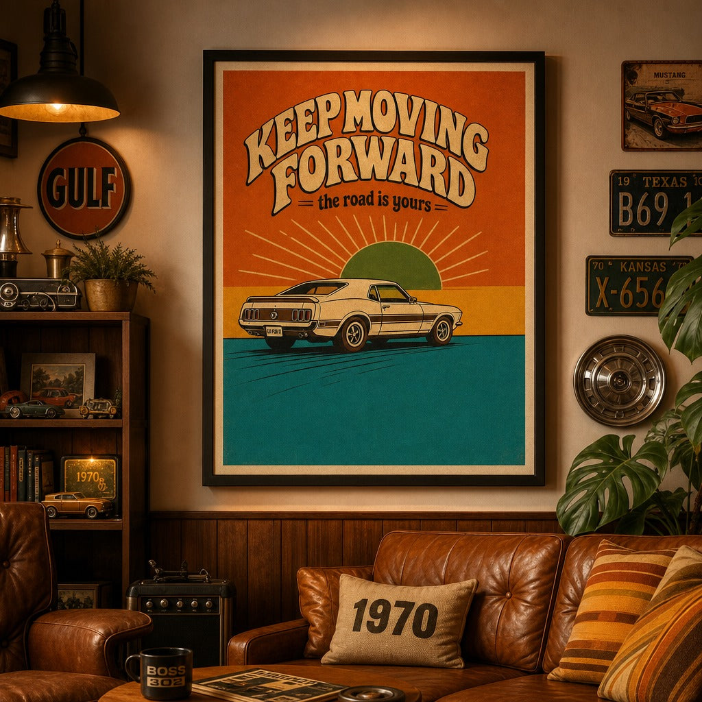 Keep Moving Forward — Retro Road Poster