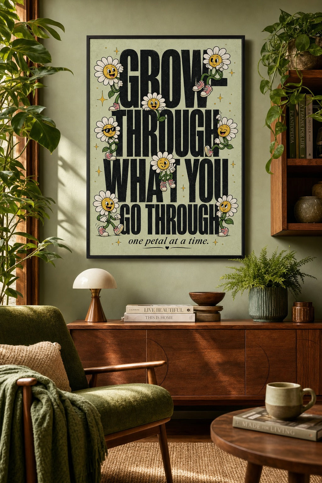 Grow Through It — Daisy Typography Poster