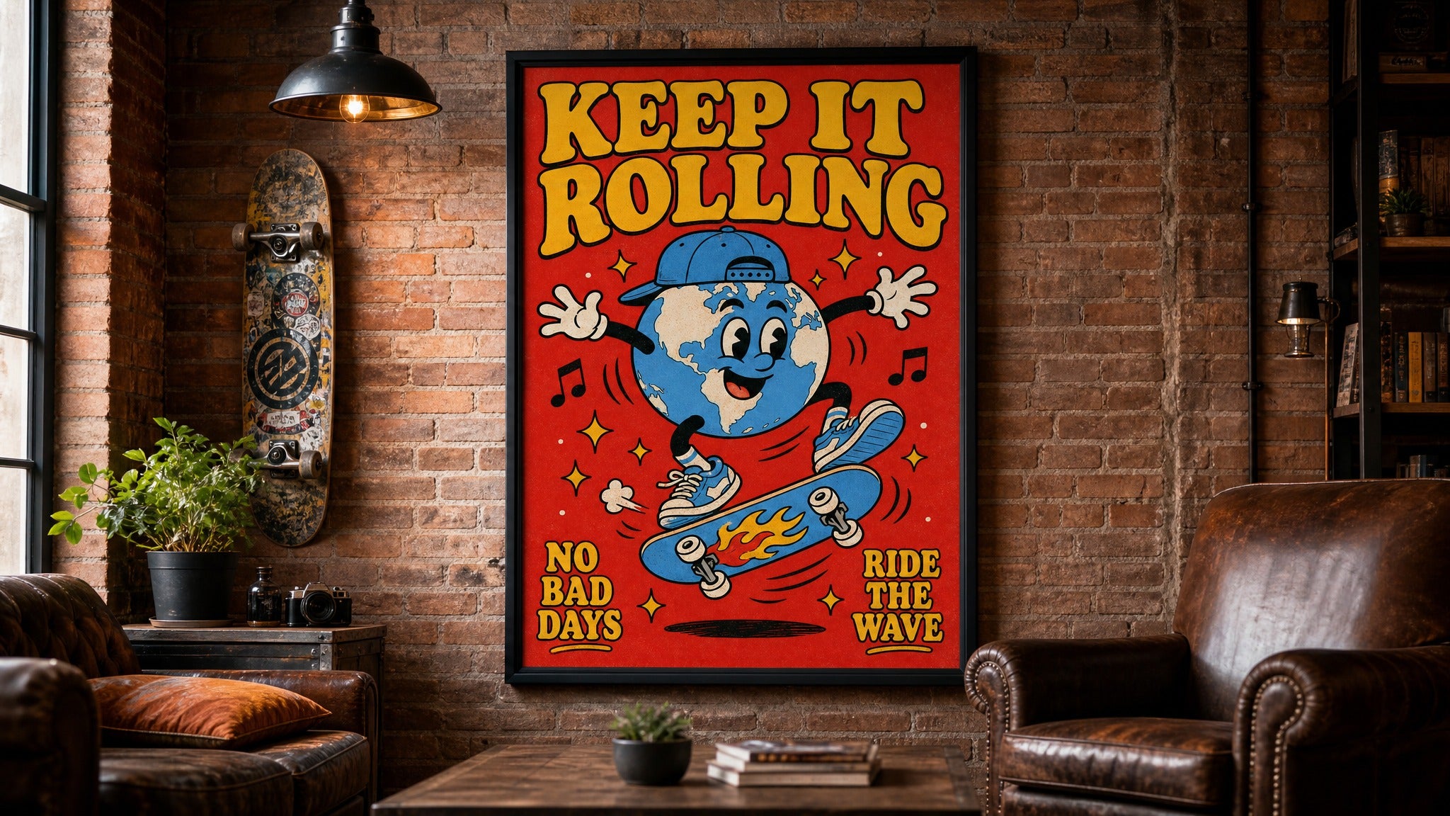 Keep It Rolling — Skater Earth Poster