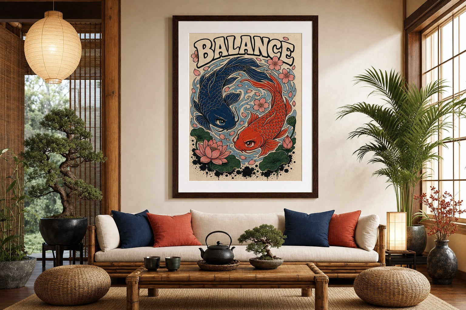 Koi Duality — Japanese Woodblock Poster