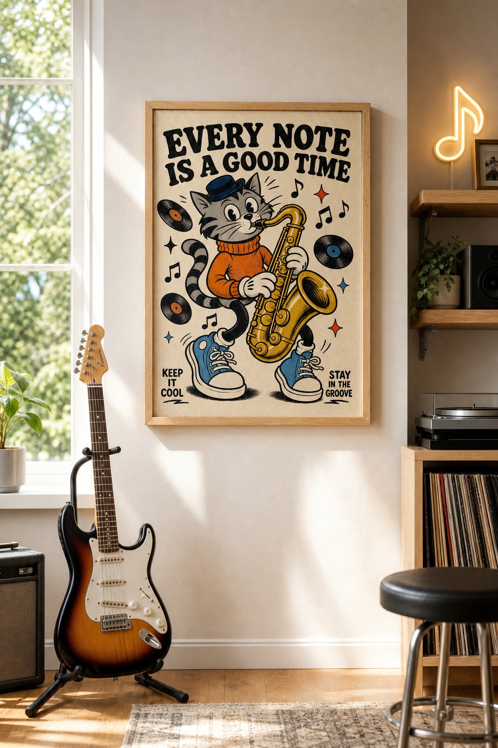 Every Note Is A Good Time — Jazz Cat Poster