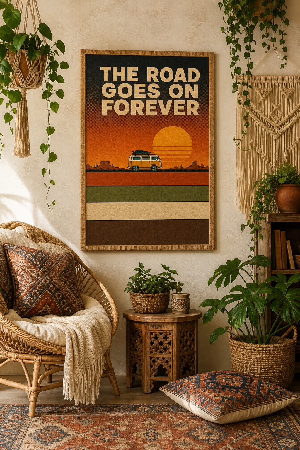 The Road Goes On Forever — Camper Van Poster
