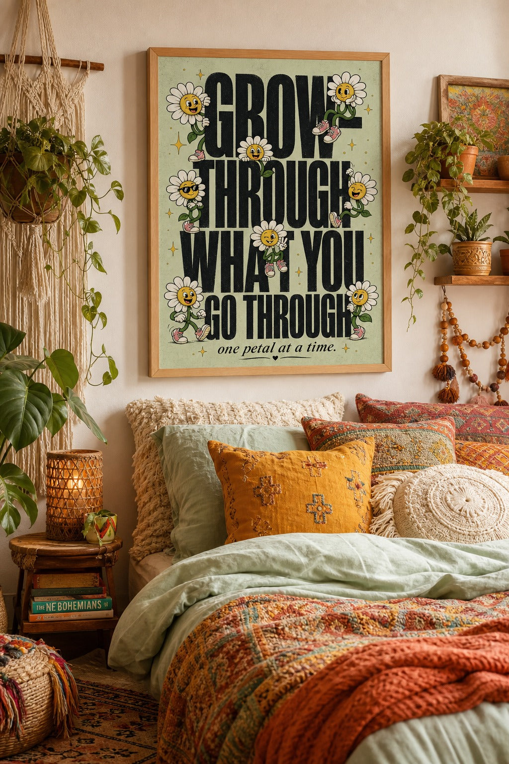 Grow Through It — Daisy Typography Poster