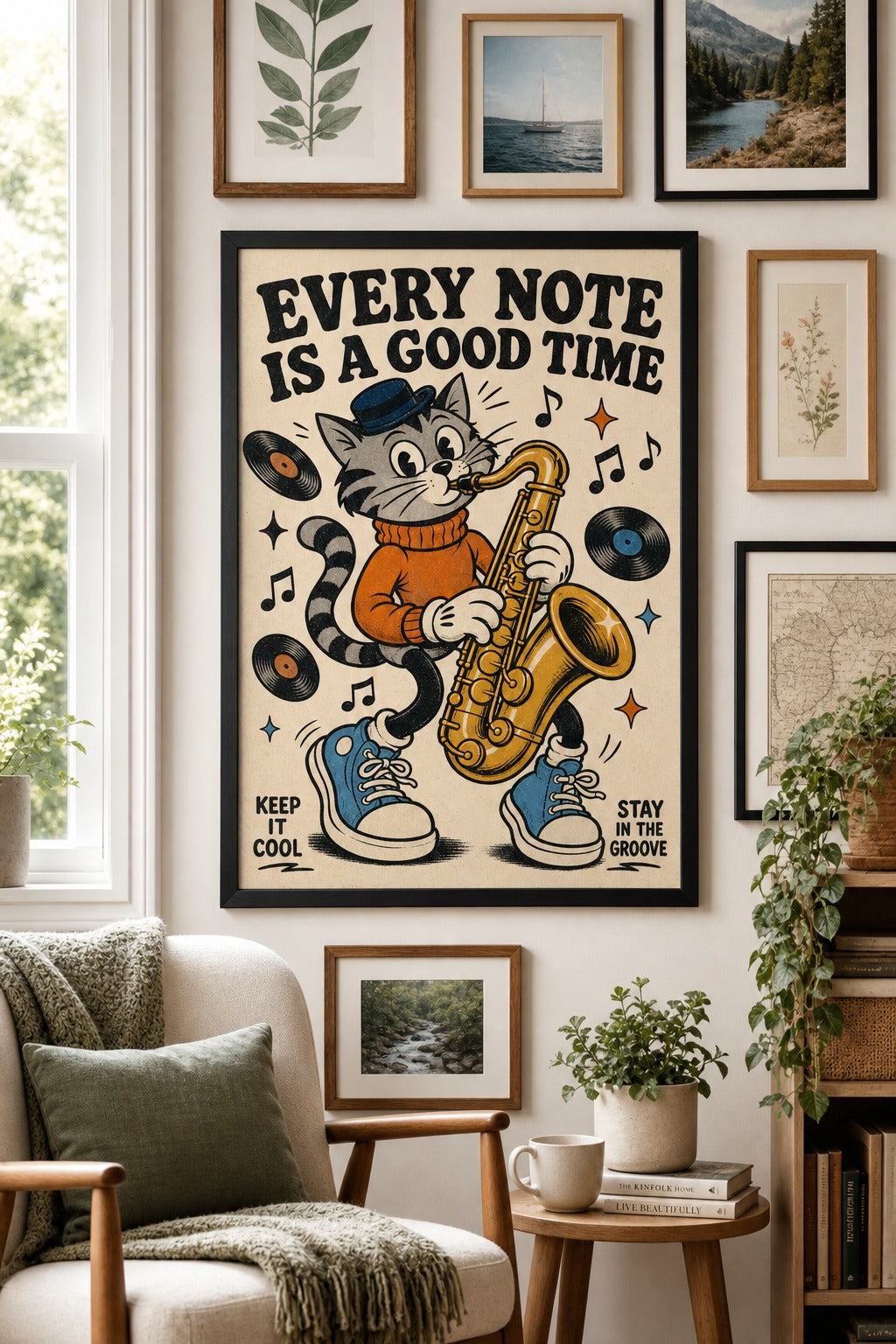 Every Note Is A Good Time — Jazz Cat Poster