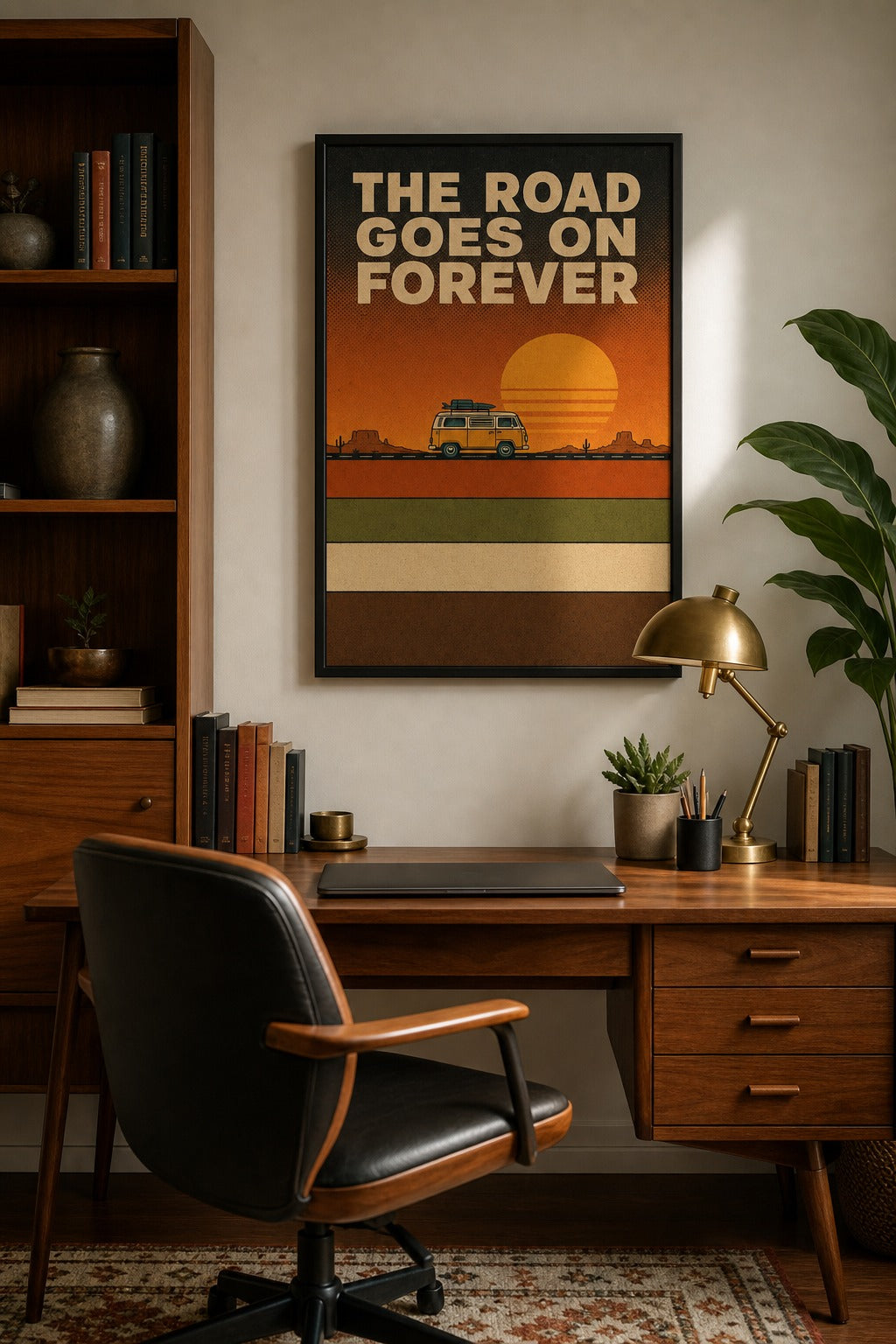 The Road Goes On Forever — Camper Van Poster