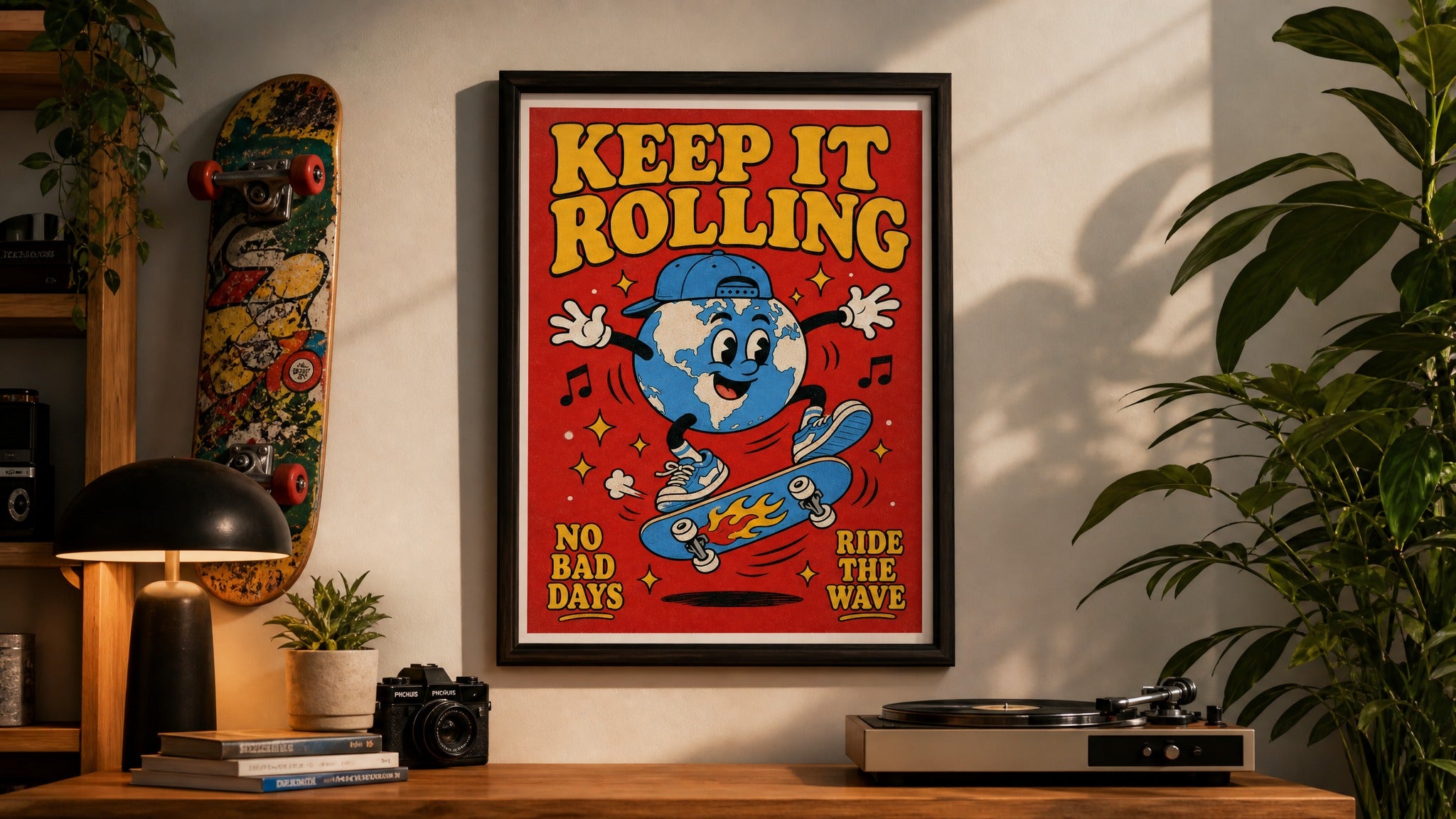 Keep It Rolling — Skater Earth Poster