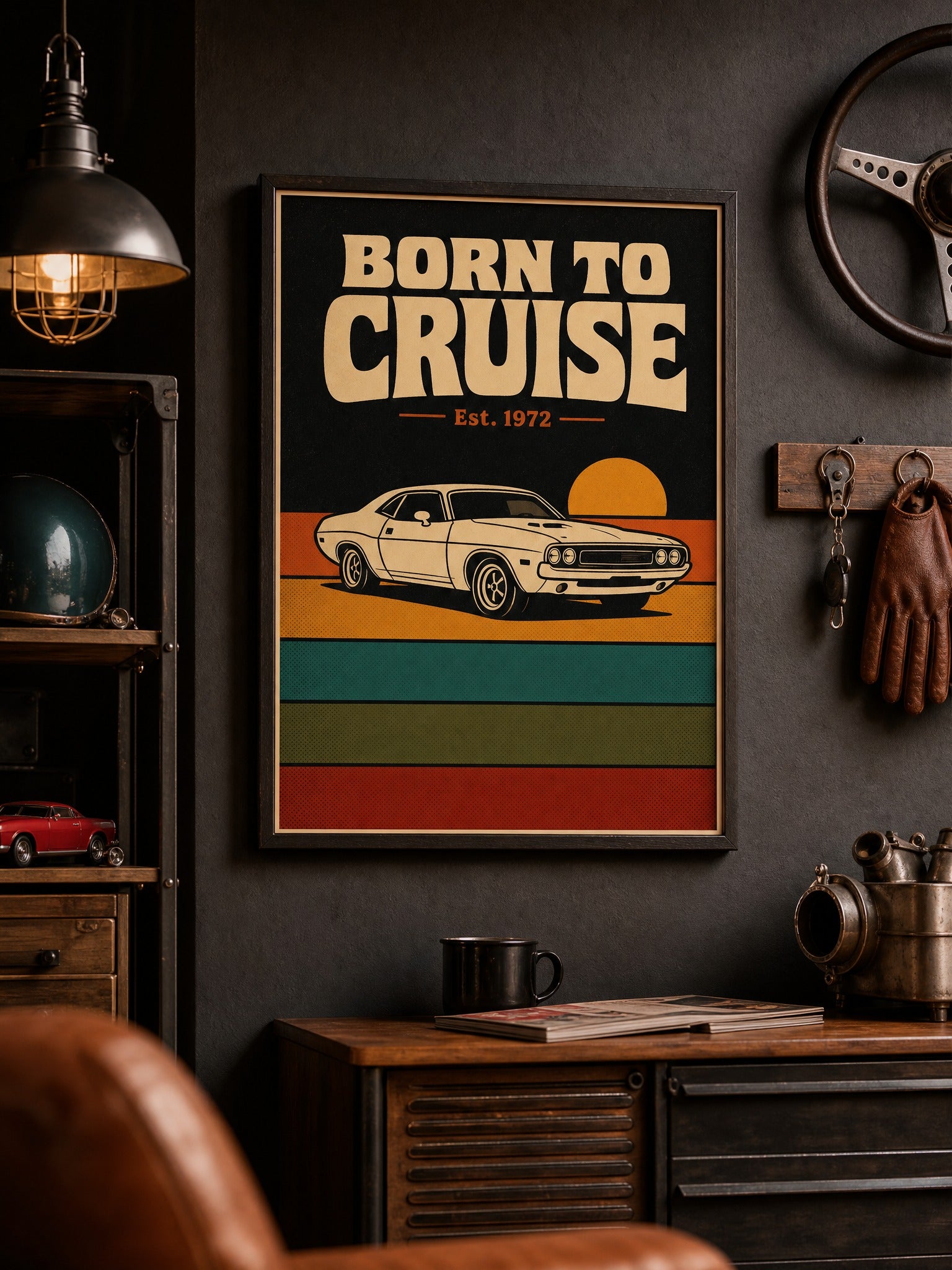 Born To Cruise — Retro Muscle Car Print