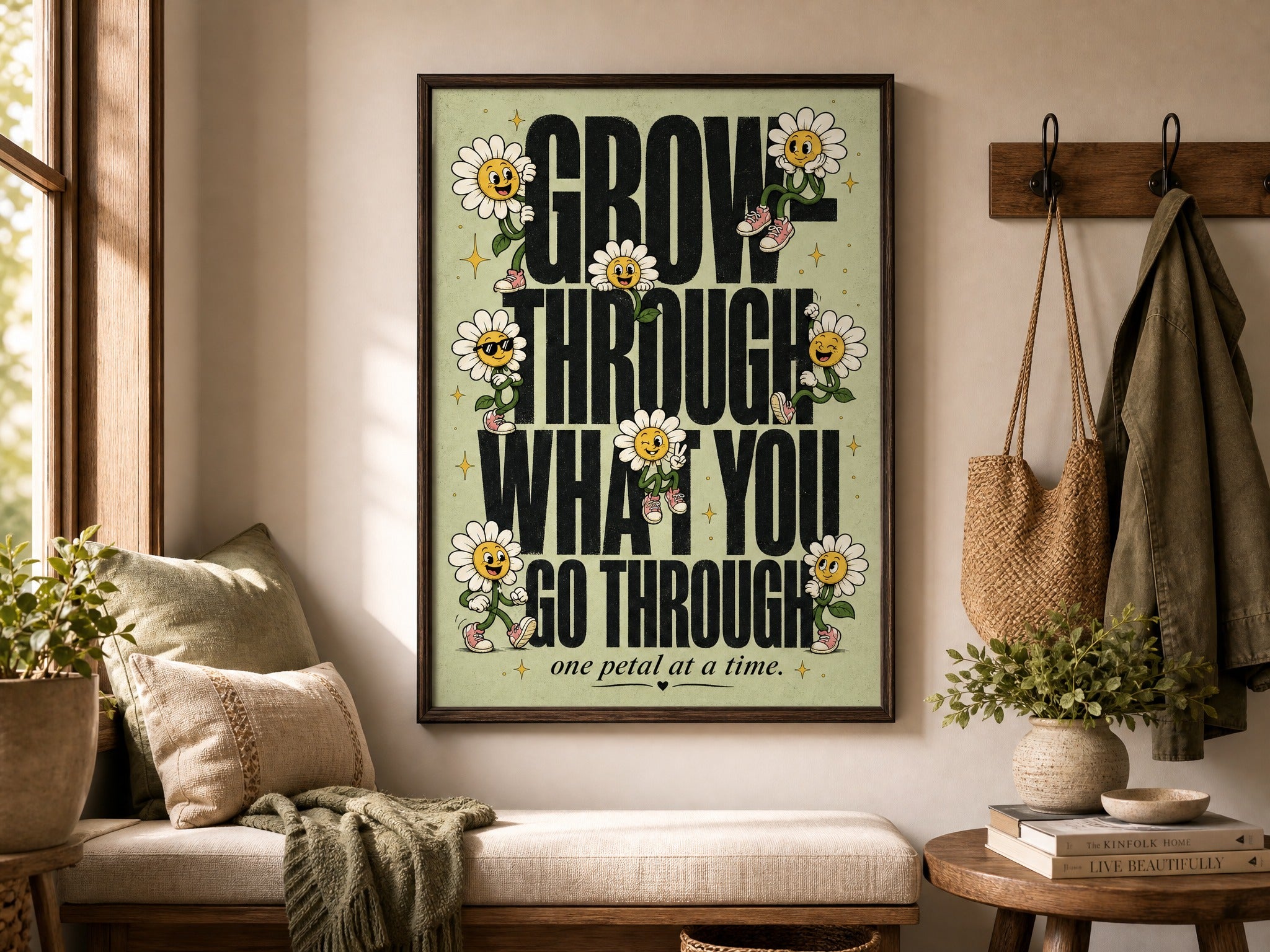 Grow Through It — Daisy Typography Poster