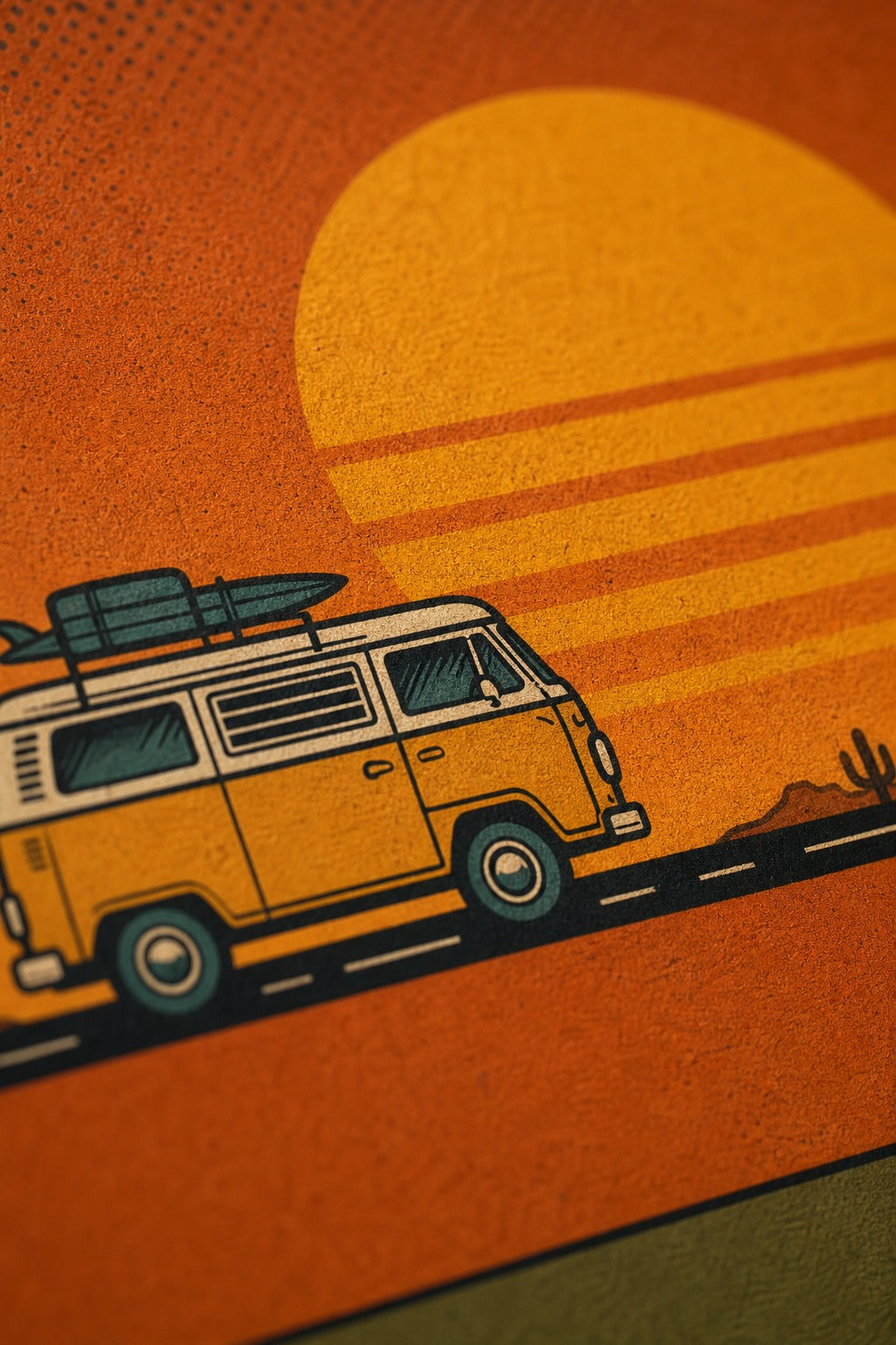 The Road Goes On Forever — Camper Van Poster