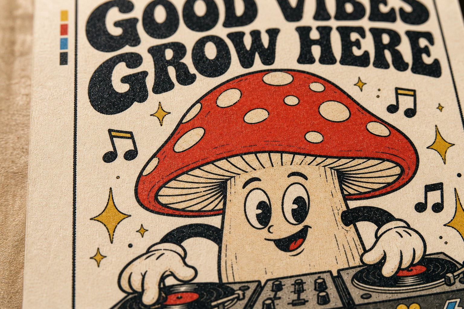 Good Vibes Grow Here — Mushroom DJ Poster