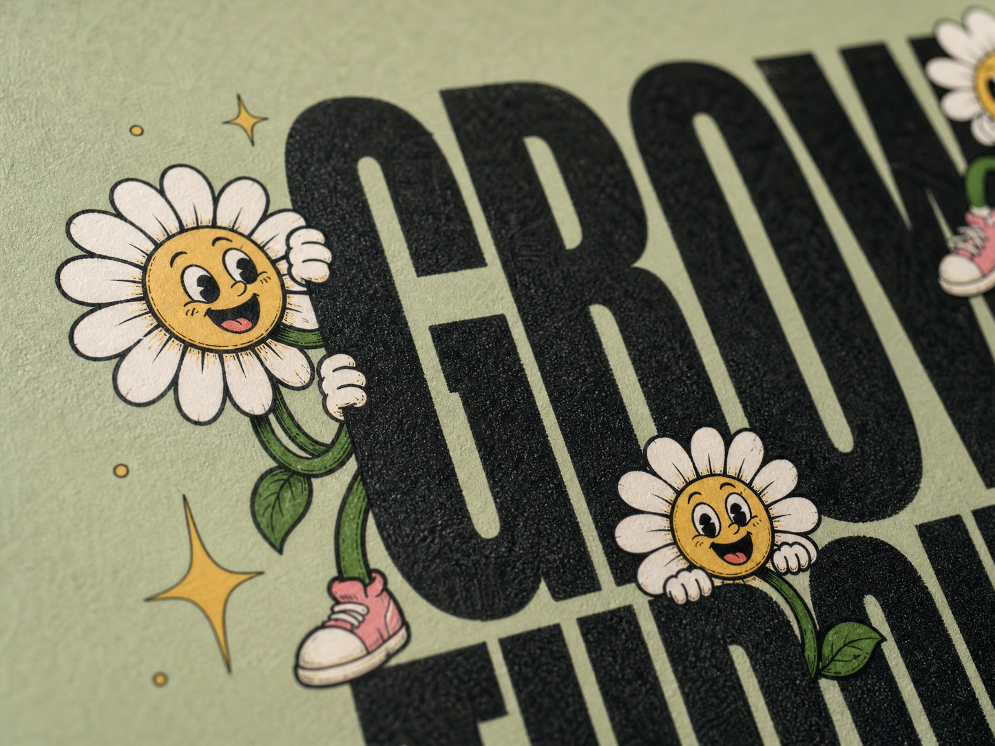 Grow Through It — Daisy Typography Poster